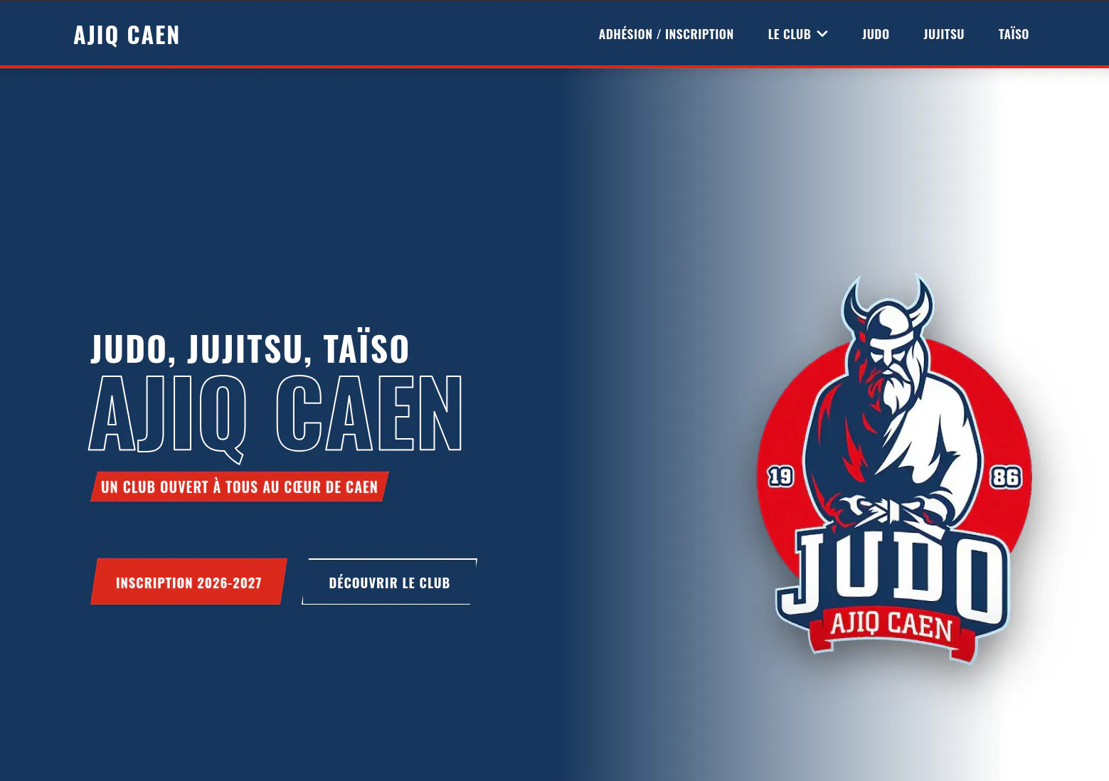 Interface du site officiel et planning AJIQ Caen Judo Jujitsu Taïso